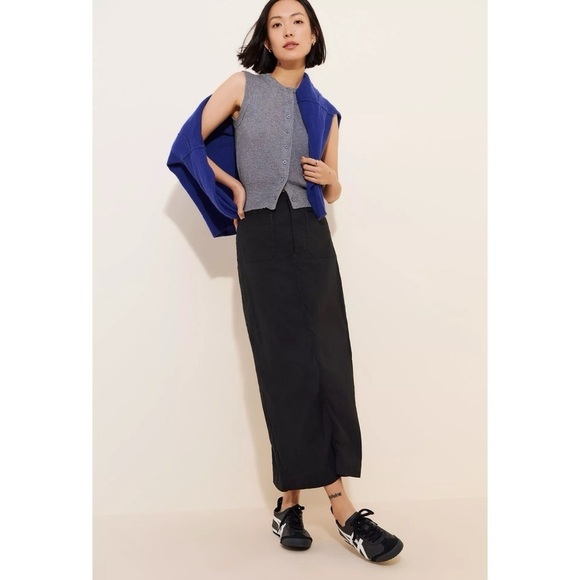 NWT Anthropologie The Colette Maxi Skirt Maeve Linen Edition in Black - Picture 13 of 15